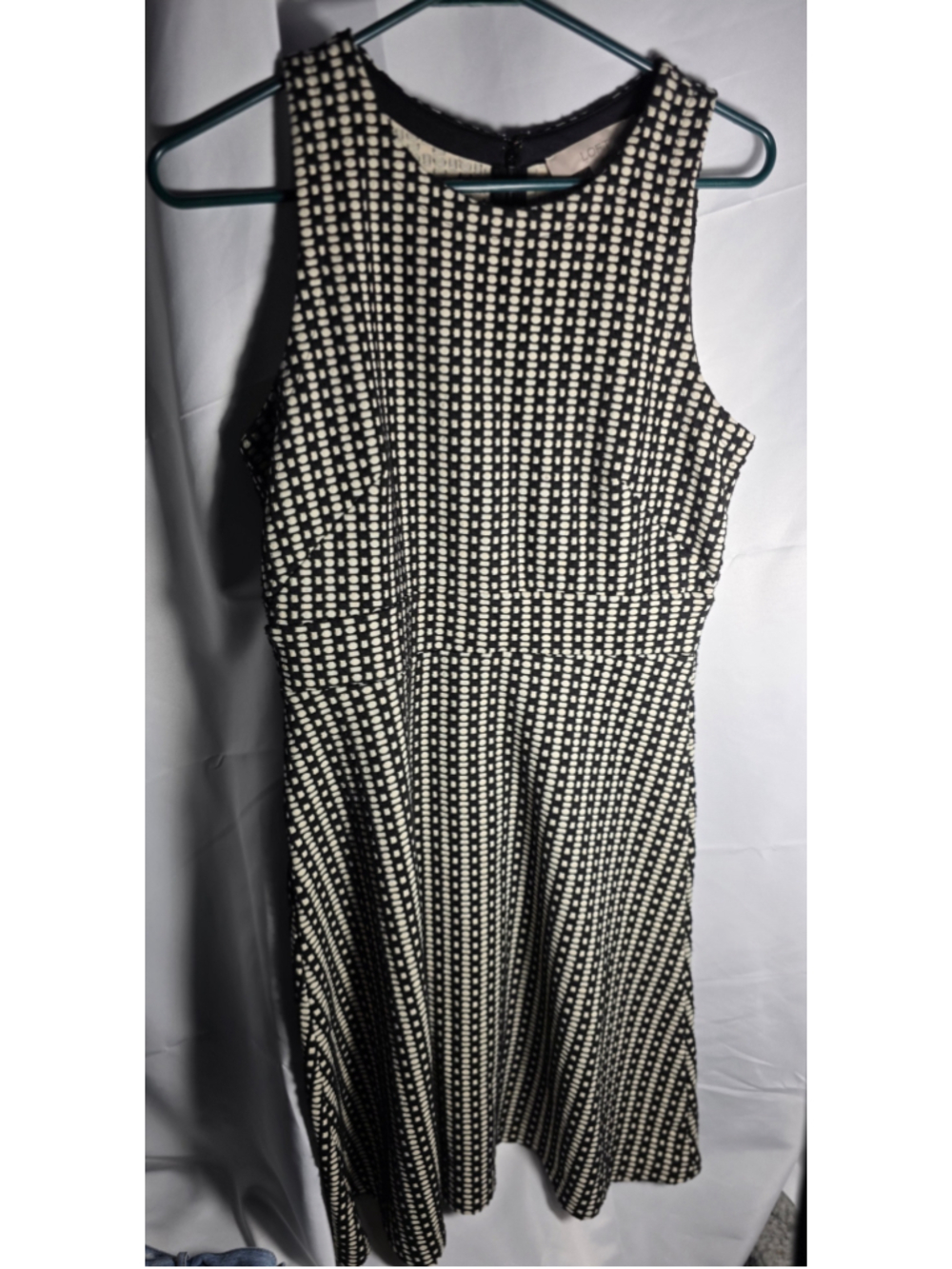 Women's LOFT Black and White Patterned Mini Dress Size 4 fall trendy chic